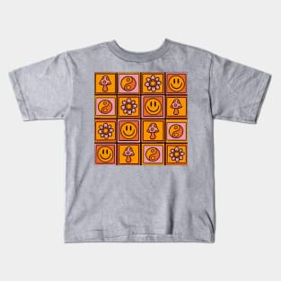 Vintage Granny Square Pattern Kids T-Shirt